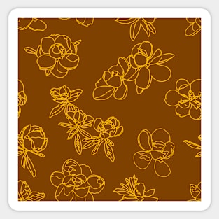 Magnolia Sketch Repeat Gold on Brown 5748 Sticker